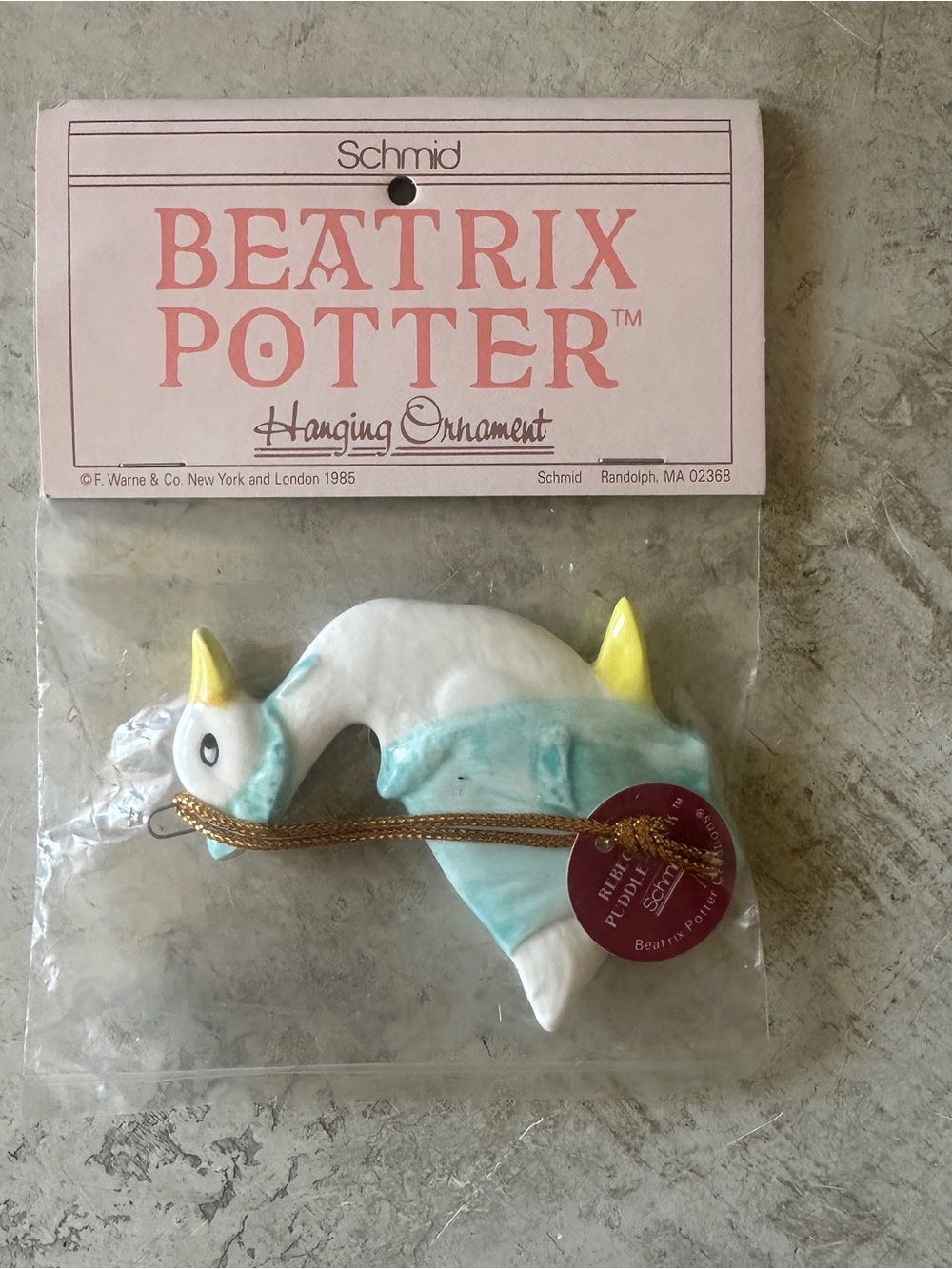 Schmid Beatrix Potter Rebeccah Puddle Duck Ornament New 1984 Vintage In Bag